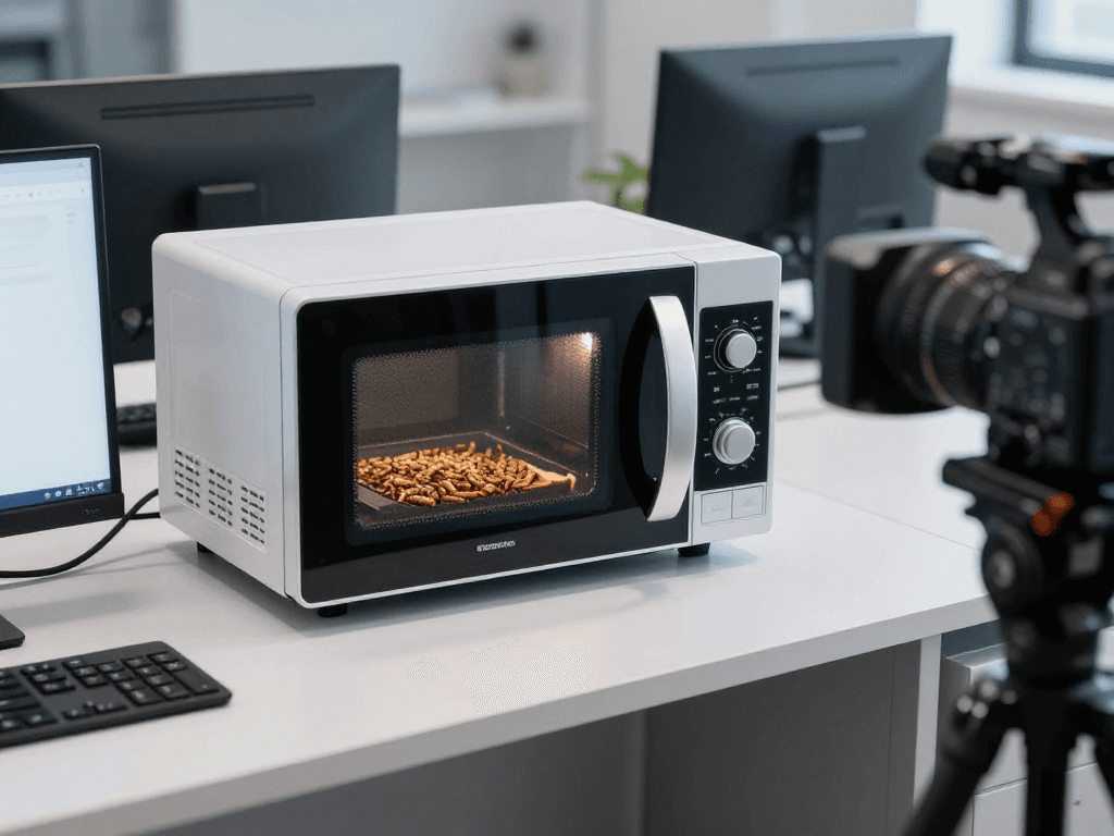 Effiziente Mikrowellenbehandlung gegen Holzwurm mit innovativer Technologie.