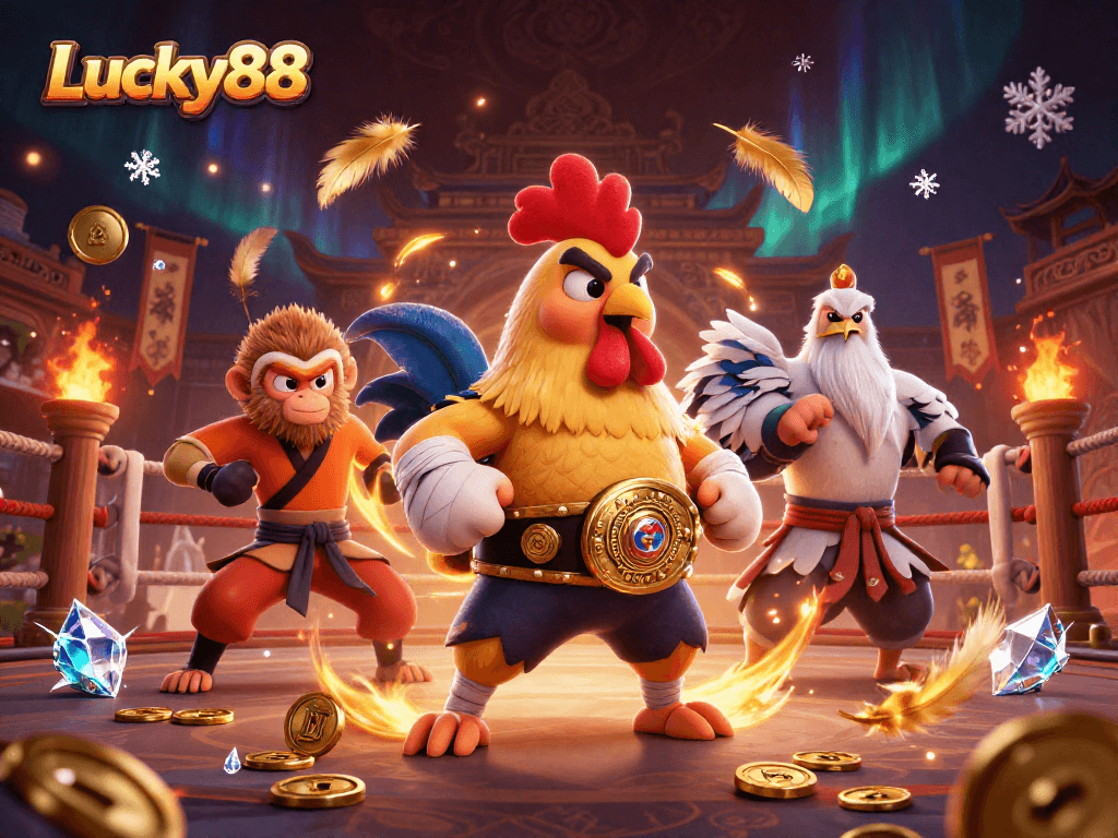 Experience the thrilling action at Lucky88 with 3D characters in a dynamic casino setting.