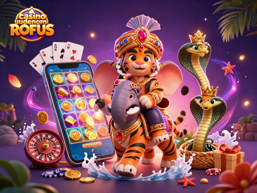 Experience casino uden om ROFUS with a vibrant 3D scene of adventure and excitement.