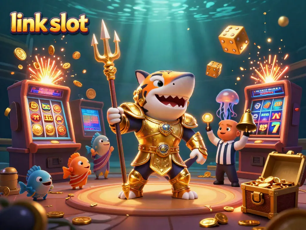 Experience link slot action in this dynamic scene featuring jackpot celebrations and colorful casino elements.