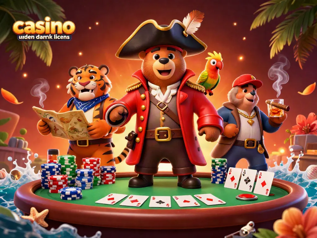 Experience thrilling action at a casino uden dansk licens with 3D pirate bear, tiger, and poker elements