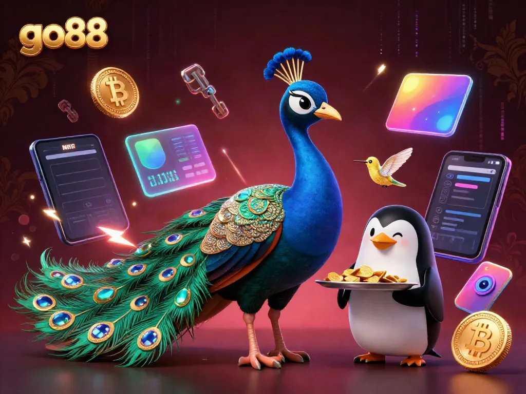 Engage in the excitement of go88 with a colorful 3D casino scene featuring vibrant characters and crypto elements.