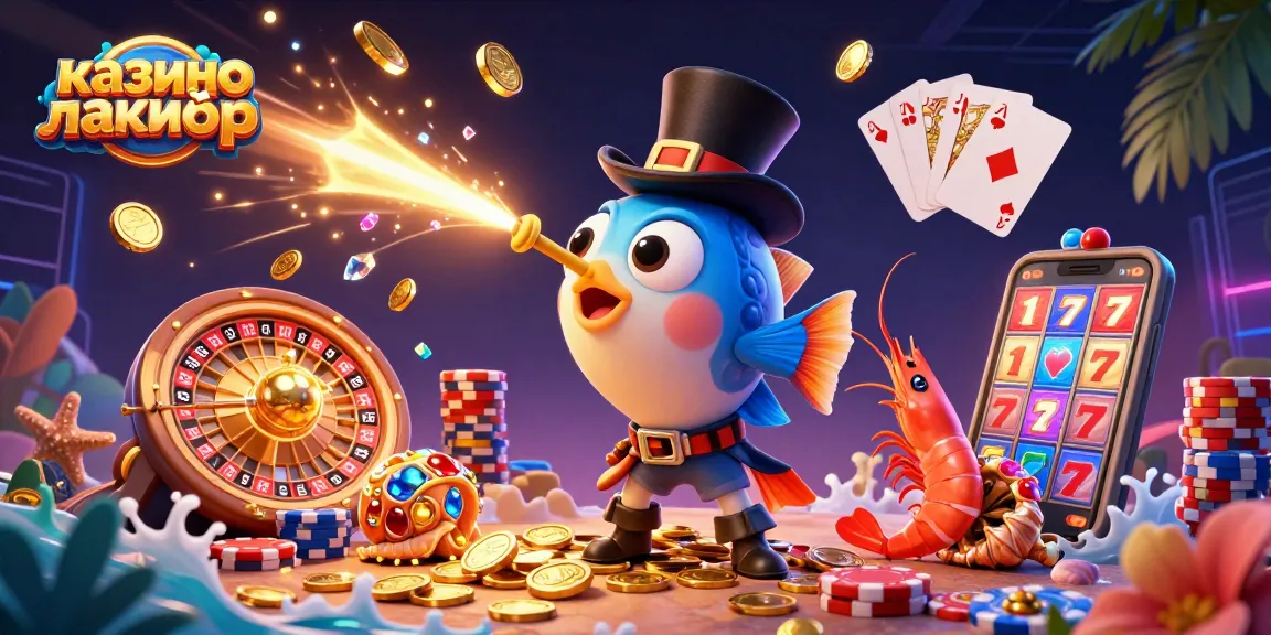 Experience excitement at казино лакибир, capturing the thrill of gaming with vibrant characters and dazzling casino elements.