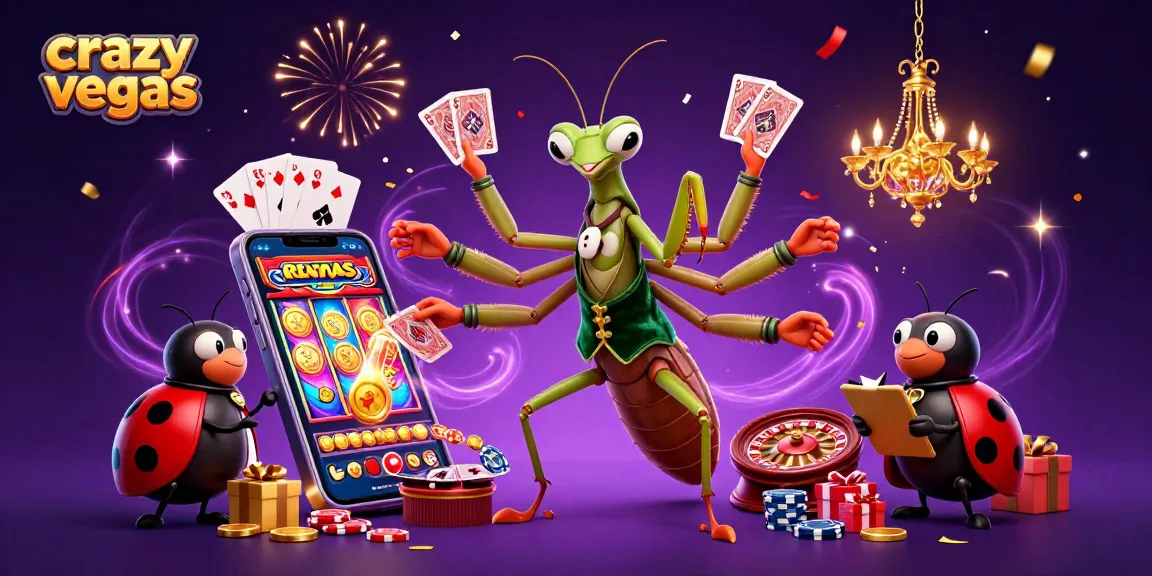 Play exciting slot games at crazyvegas while enjoying vibrant gambling action with animated casino characters.