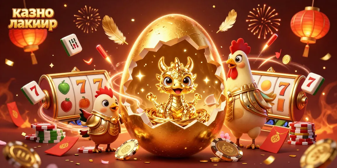 Experience the thrill of казино лакибир with this vibrant 3D illustration blending gaming elements and a celebratory atmosphere.