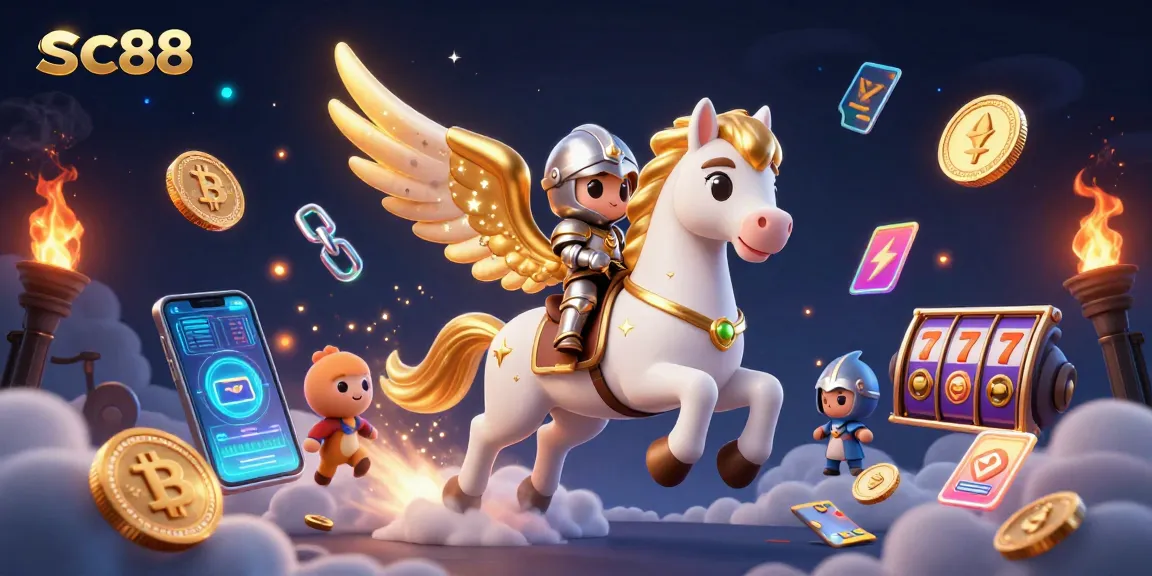 Experience sc88 with dynamic casino elements featuring a horse, knight, and vibrant slots.